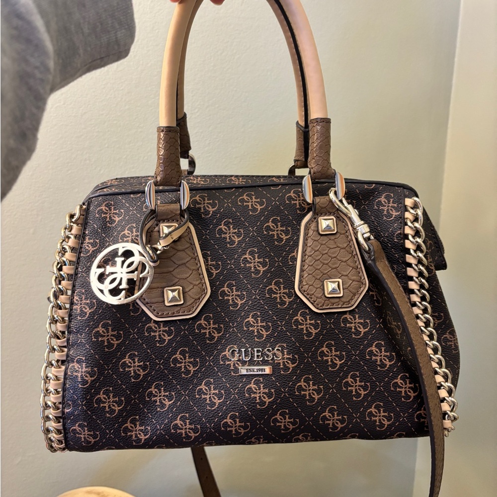 Guess Brown Monogram Handbag